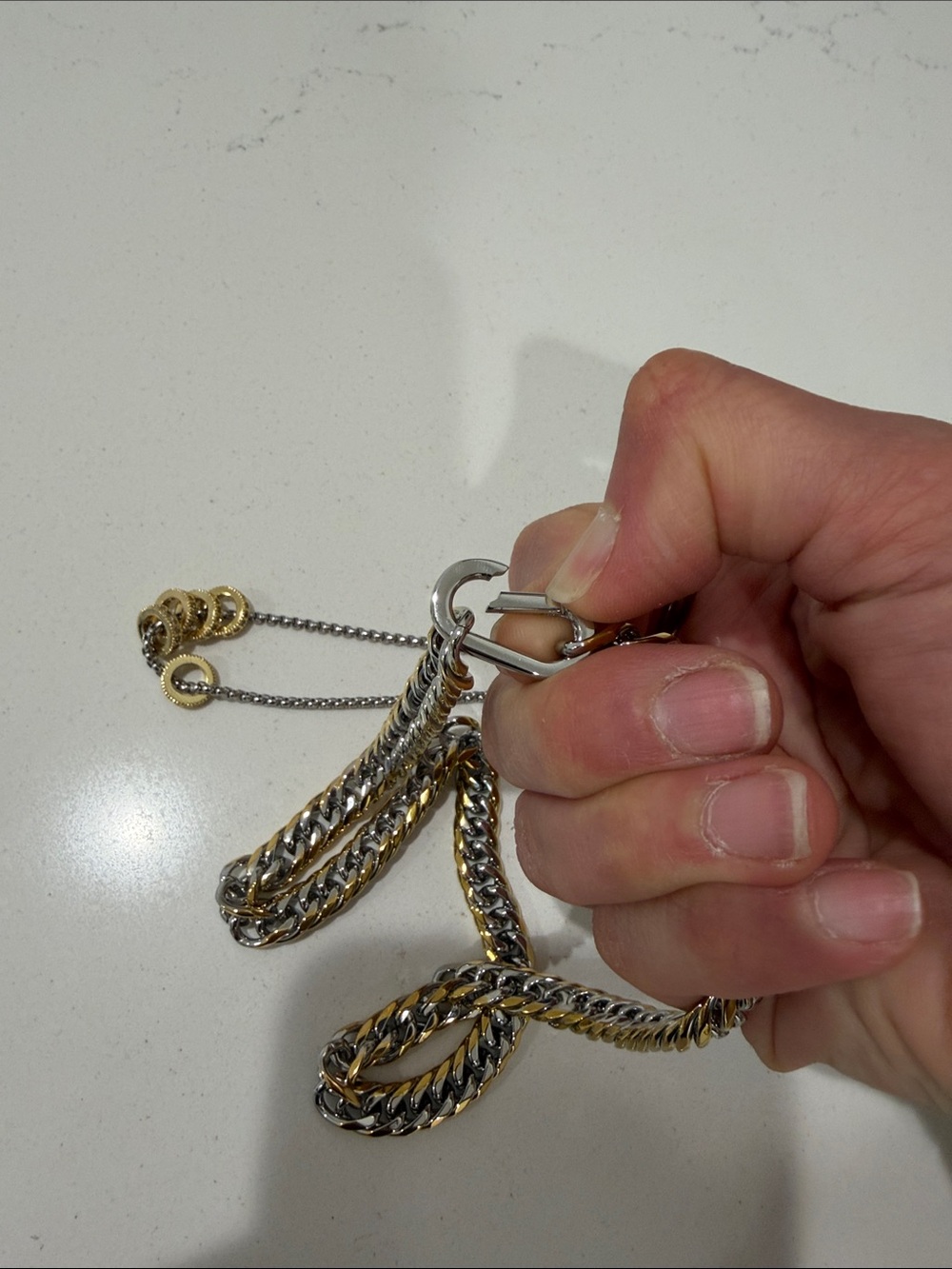 Mixed Metal Double-Layer Necklace in Silver and Gold - Picture 8 of 10